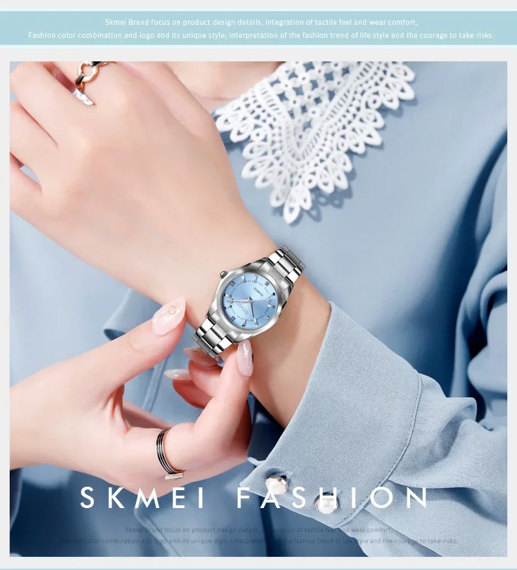 SKMEI Luxury Quartz Watch for Women Time Stainless Steel Calendar Date Ladies Simple Grace Waterproof Womens Wristwatches 1620