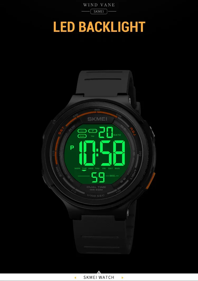 SKMEI Digital Sports Watch for Men Stopwatch Countdown LED Display Waterproof Mens Wristwatch Alarm Clock 1560 reloj hombre 1841