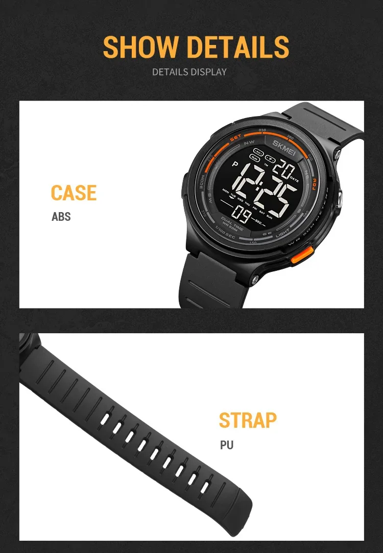 SKMEI Digital Sports Watch for Men Stopwatch Countdown LED Display Waterproof Mens Wristwatch Alarm Clock 1560 reloj hombre 1841