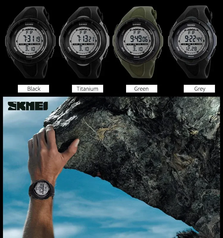 SKMEI Watch for Men Big Dial Sports Waterproof Electronic LED Mens Digital Wristwatches Alarm Man Clock 1045 Reloj Hombre 1025