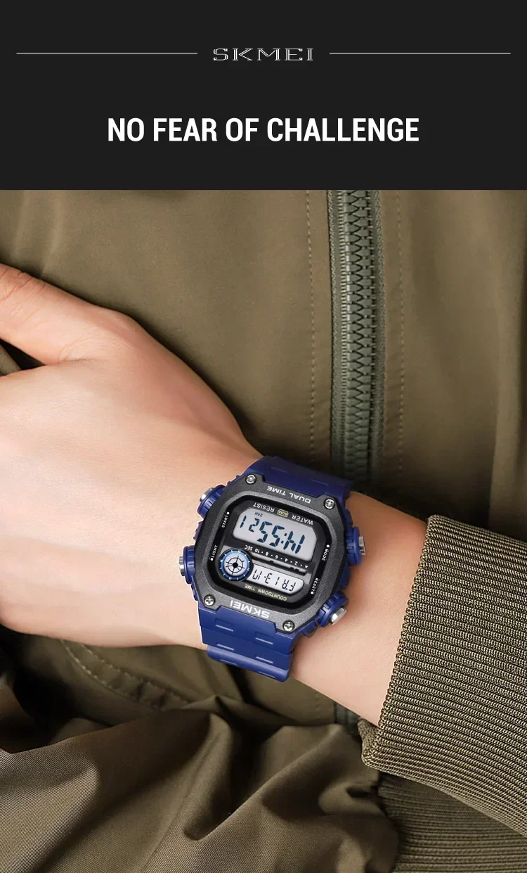 SKMEI Sports Watches for Men Waterproof Stopwatch Alarm LED Display Digital Countdown Mens Wristwatch Clock montre homme 2126