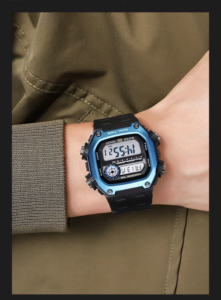 SKMEI Sports Watches for Men Waterproof Stopwatch Alarm LED Display Digital Countdown Mens Wristwatch Clock montre homme 2126