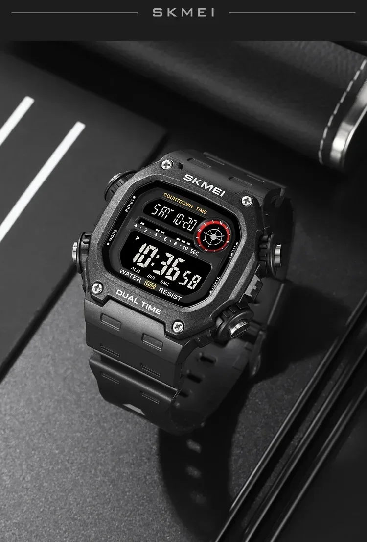 SKMEI Sports Watches for Men Waterproof Stopwatch Alarm LED Display Digital Countdown Mens Wristwatch Clock montre homme 2126
