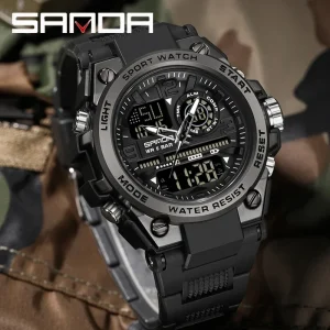 SANDA 6024 LED Dual Display Digital Sports Watch for Men with Luminous Function (50M Waterproof)