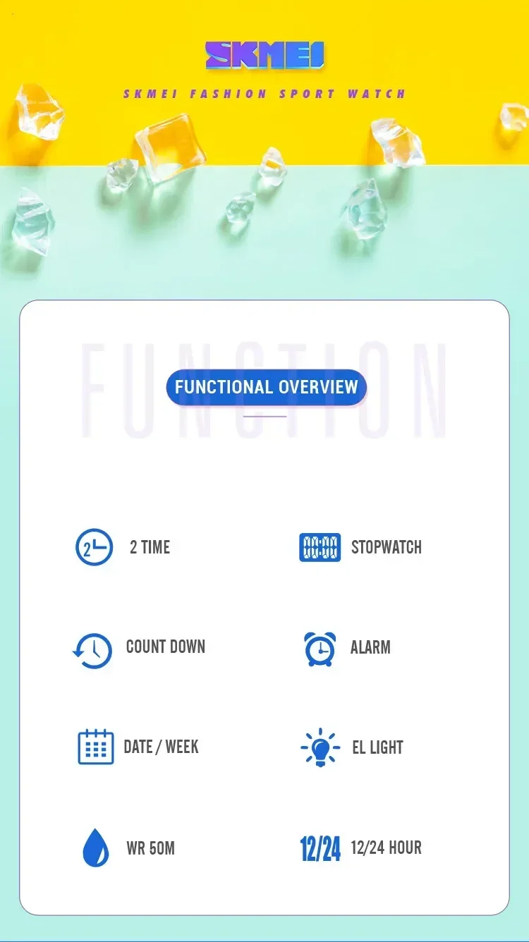 SKMEI Luxury Waterproof Shockproof Sport Countdown Watches Womens Digital Wristwatch for Women Stopwatch Lady Girl Relojes 2094