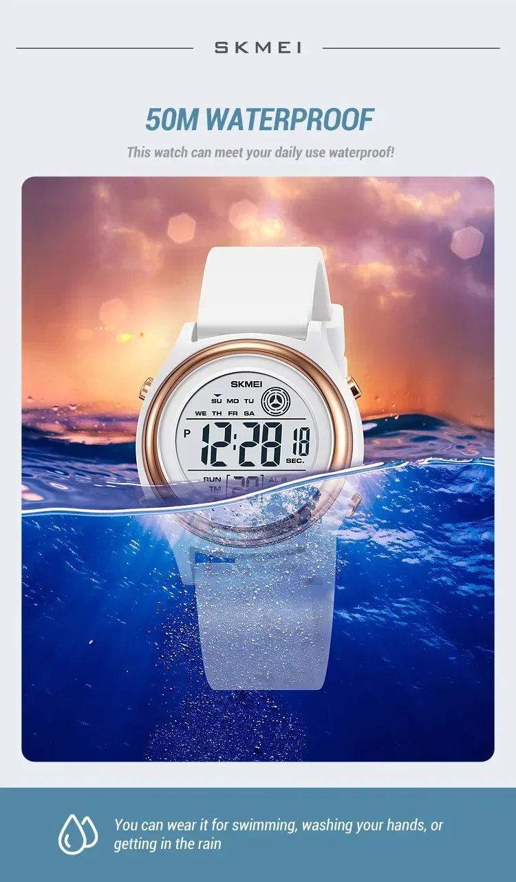 SKMEI Luxury Waterproof Shockproof Sport Countdown Watches Womens Digital Wristwatch for Women Stopwatch Lady Girl Relojes 2094