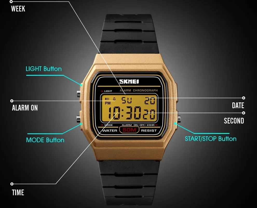 SKMEI Waterproof Sports Digital Watch for Women Couple Girl Date Week Female Wristwatch Womens Clock 2042 Relogio Feminino 1412