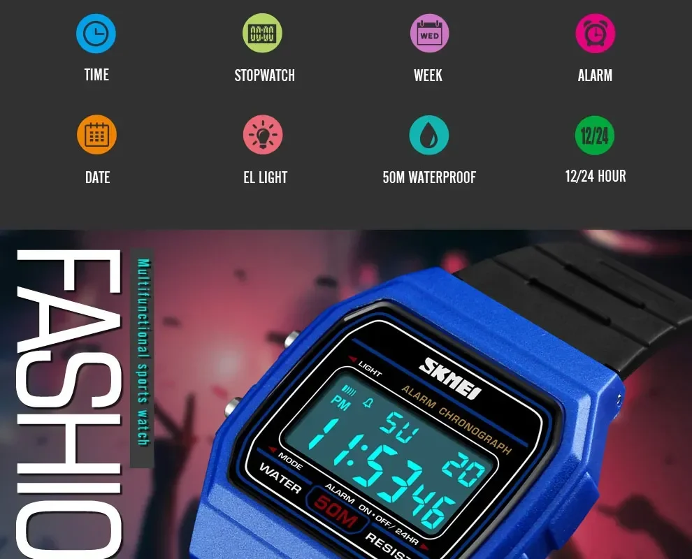 SKMEI Waterproof Sports Digital Watch for Women Couple Girl Date Week Female Wristwatch Womens Clock 2042 Relogio Feminino 1412