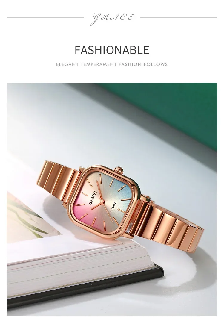 SKMEI Luxury Ladies Female Quartz Watch for Women Waterproof Stainless Steel Girl Womens Wristwatches Clock Reloj Mujer 2190