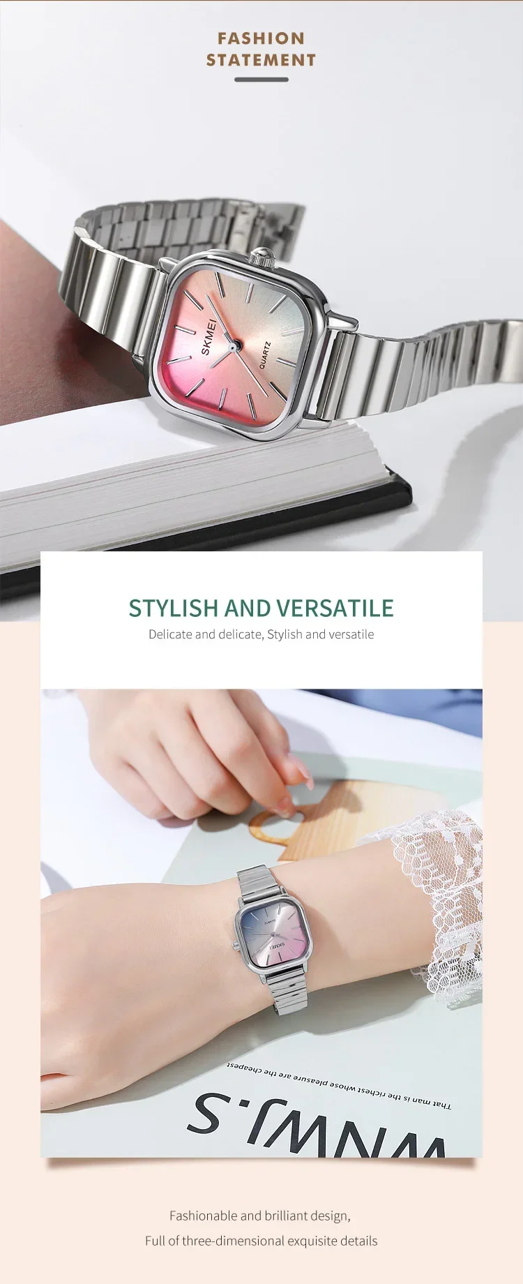 SKMEI Luxury Ladies Female Quartz Watch for Women Waterproof Stainless Steel Girl Womens Wristwatches Clock Reloj Mujer 2190