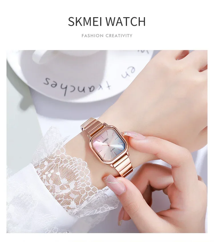 SKMEI Luxury Ladies Female Quartz Watch for Women Waterproof Stainless Steel Girl Womens Wristwatches Clock Reloj Mujer 2190