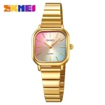 Skmei 2190 Elegant Square Quartz Watch for Women with Stainless Steel Band (30M Waterproof)