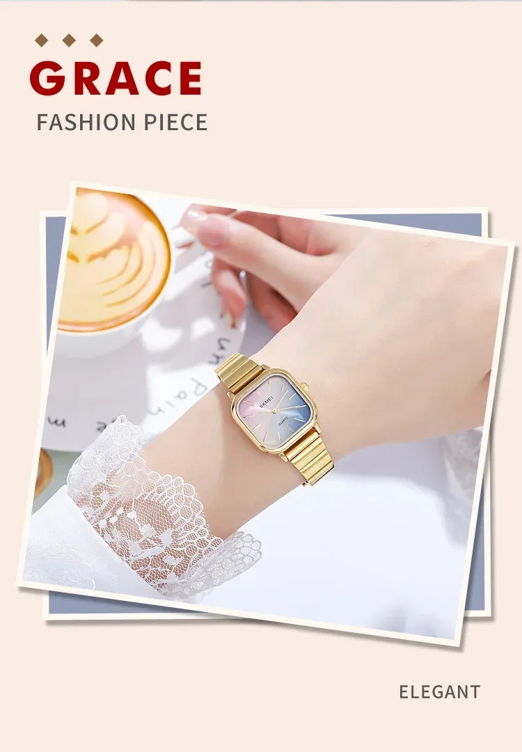 SKMEI Luxury Ladies Female Quartz Watch for Women Waterproof Stainless Steel Girl Womens Wristwatches Clock Reloj Mujer 2190