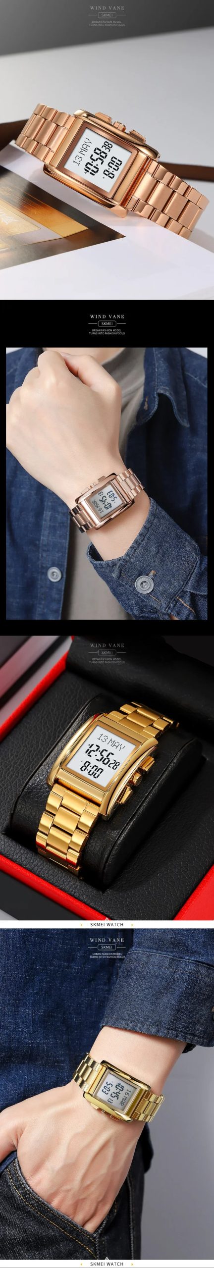 SKMEI 2092 Digital Watch for Men Qibla Direction Religious Month Hijri Calendar Summer Language Chrono Waterproof Reloj Hombre