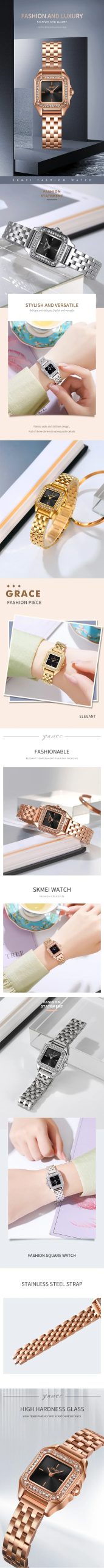 SKMEI 2181 Luxury Elegant Quartz Watch for Women Sport Waterproof Girl Bracelet Woman Wristwatches Ladies Gift 2190 Montre Femme