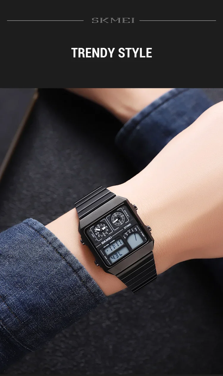 SKMEI 2198 Luxury Stainless Steel Digital Watch Men Waterproof Sports Week Date Mens Wristwatches Alarm Relojes Para Hombre 2033