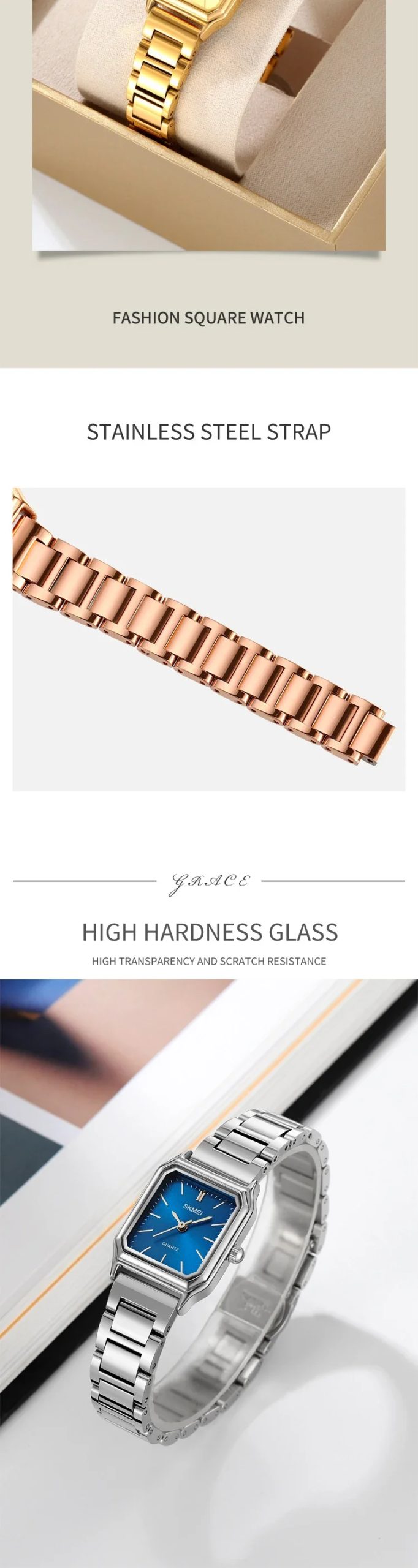 SKMEI 2237 Ladies Watch For Womens Waterproof Female Girl Clock Luxury Stainless Steel Sport Quartz Women Wristwatch Reloj Mujer