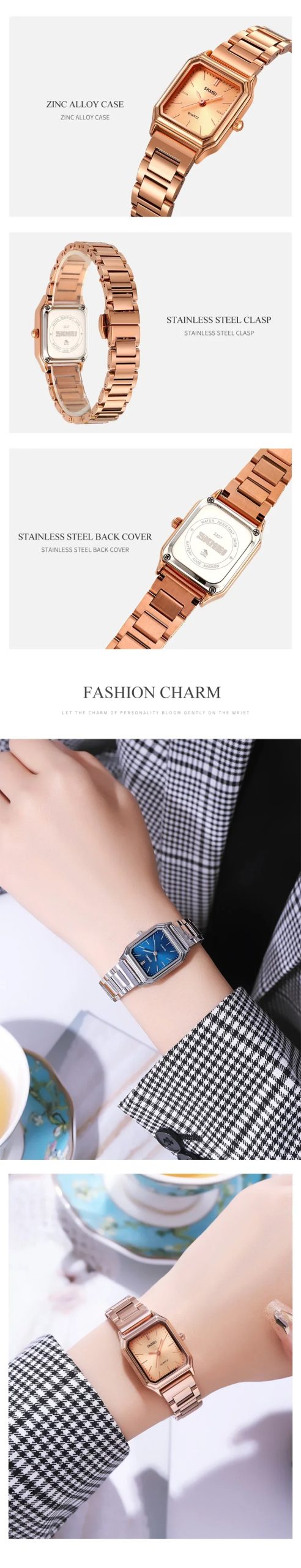 SKMEI 2237 Ladies Watch For Womens Waterproof Female Girl Clock Luxury Stainless Steel Sport Quartz Women Wristwatch Reloj Mujer