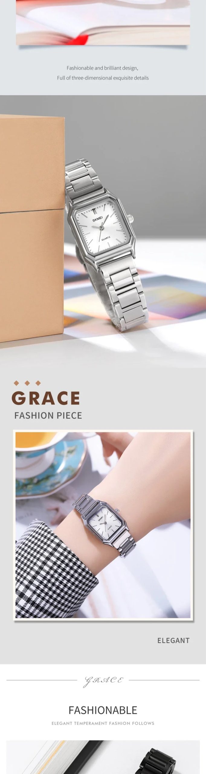 SKMEI 2237 Ladies Watch For Womens Waterproof Female Girl Clock Luxury Stainless Steel Sport Quartz Women Wristwatch Reloj Mujer