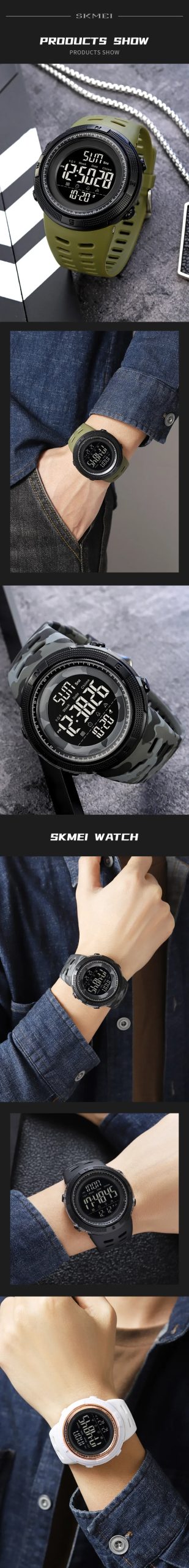 SKMEI 2070 Luxury Sport Digital Watch for Men Waterproof Countdown Electronic Mens Wristwatches Military Clock 1251 Reloj Hombre