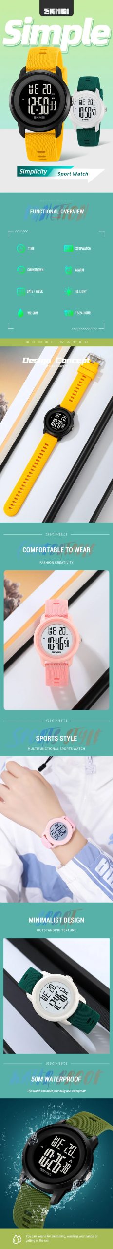 SKMEI 2218 Luxury Digital Watches for Women Men Waterproof Sports LED Display Mens Womens Wristwatches Alarm Reloj De Mujer 1893