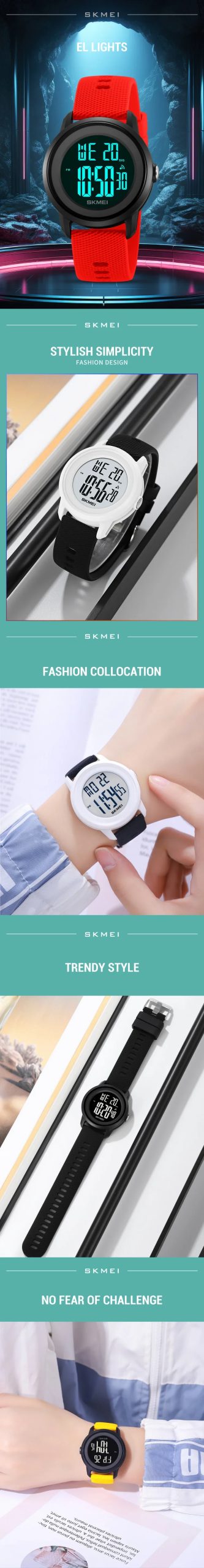 SKMEI 2218 Luxury Digital Watches for Women Men Waterproof Sports LED Display Mens Womens Wristwatches Alarm Reloj De Mujer 1893