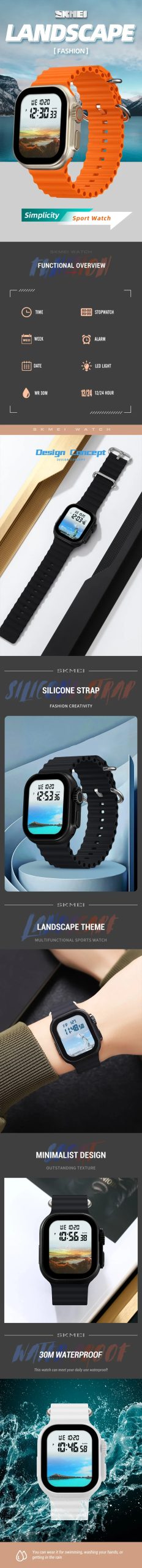 SKMEI 2249 Luxury LED Digital Sports Watch for Men Women Student Boy Girl Waterproof Date Wristwatches Alarm Clock Montre Homme