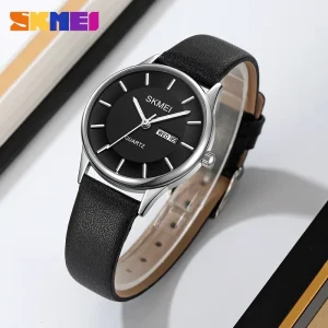 SKMEI 2251 Waterproof Fashion Quartz Watch for Women with Date Display and Leather Strap (30M Waterproof)