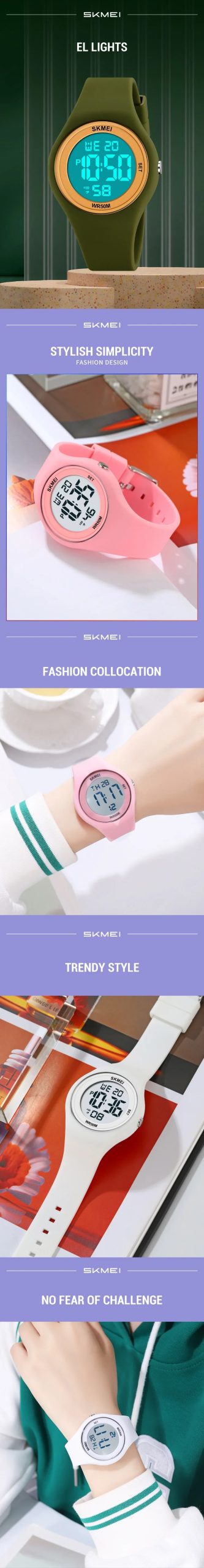 SKMEI 2317 Luxury Waterproof Sports Countdown LED Display Girls Ladies Wristwatches Alarm Digital Watch for Women Reloj Mujer