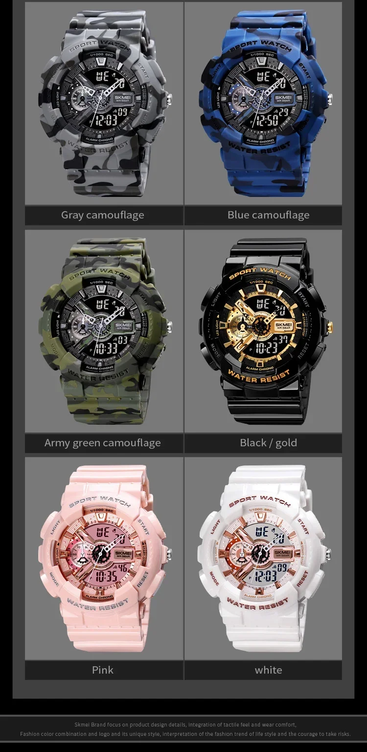 SKMEI 1688 Shockproof Waterproof Dual Display Mens Wristwatches LED Chrono Alarm Clock Sport Digital Watch for Men Reloj Hombre