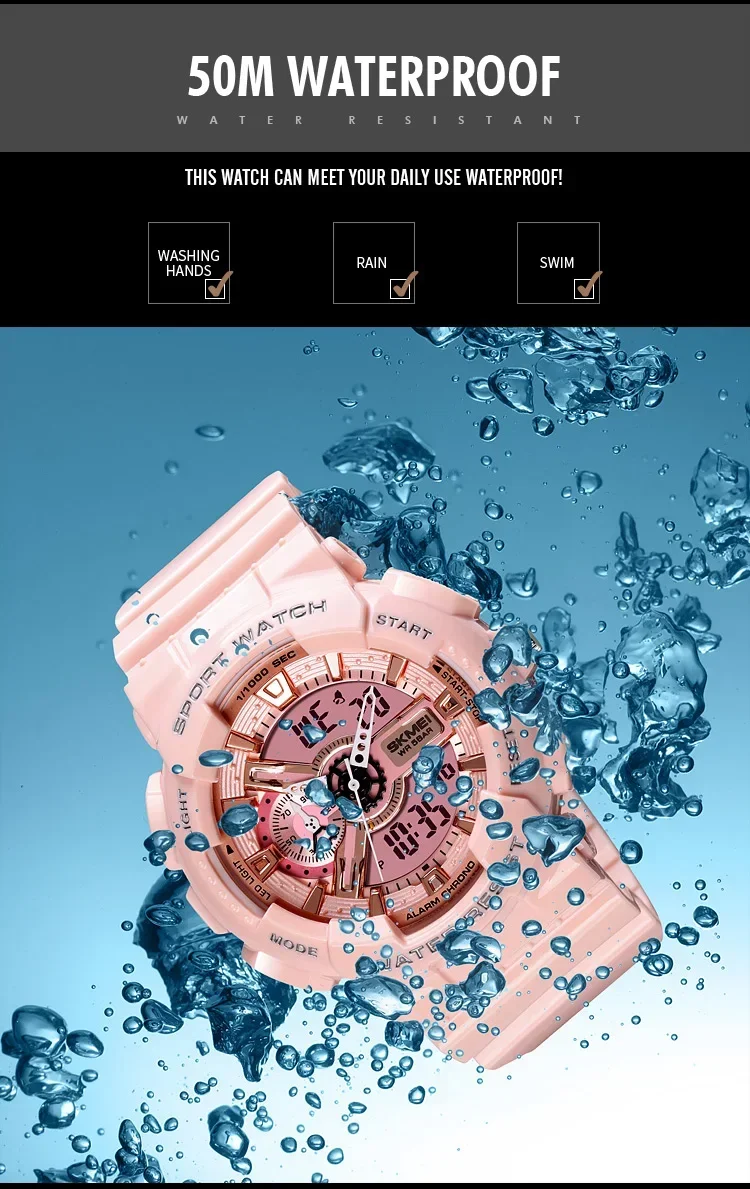 SKMEI 1688 Shockproof Waterproof Dual Display Mens Wristwatches LED Chrono Alarm Clock Sport Digital Watch for Men Reloj Hombre