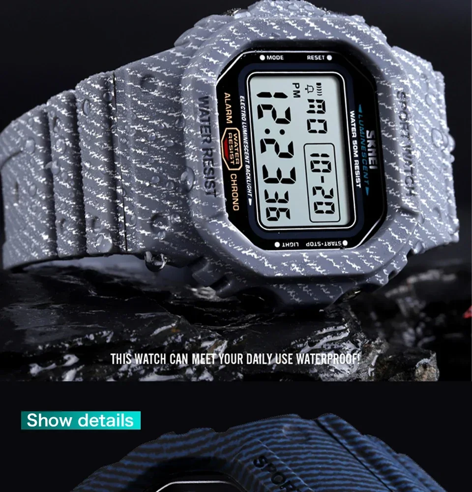 SKMEI 1471 Square Waterproof Electronic SportS Mens Wristwatch Military LED Digital Watch for Men Alarm Clock 1628 Reloj Hombre