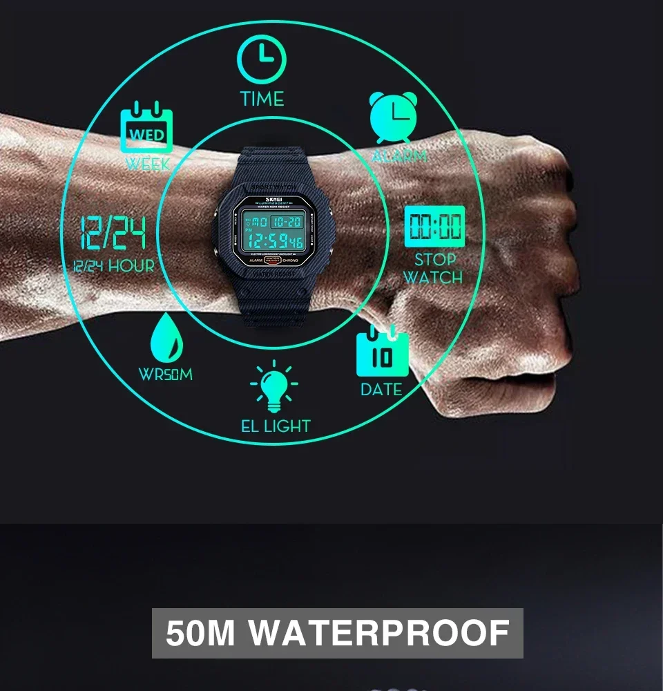 SKMEI 1471 Square Waterproof Electronic SportS Mens Wristwatch Military LED Digital Watch for Men Alarm Clock 1628 Reloj Hombre