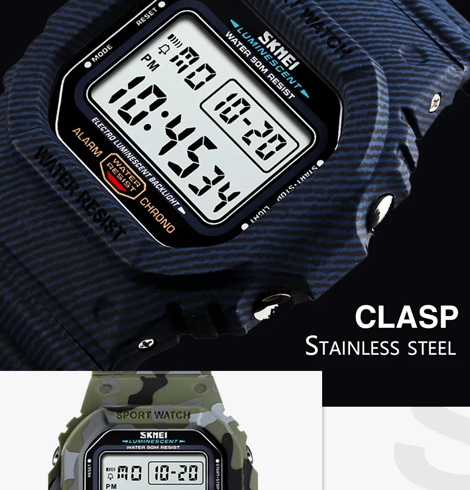 SKMEI 1471 Square Waterproof Electronic SportS Mens Wristwatch Military LED Digital Watch for Men Alarm Clock 1628 Reloj Hombre