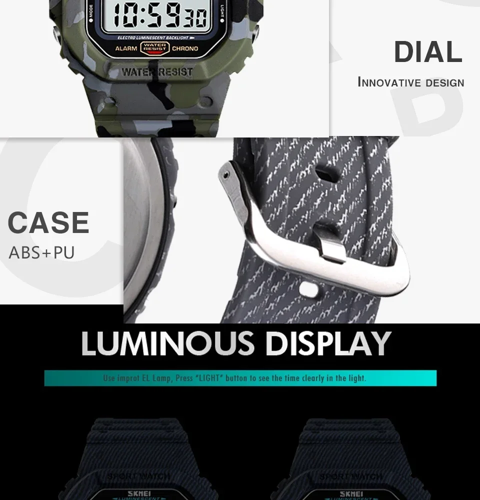 SKMEI 1471 Square Waterproof Electronic SportS Mens Wristwatch Military LED Digital Watch for Men Alarm Clock 1628 Reloj Hombre