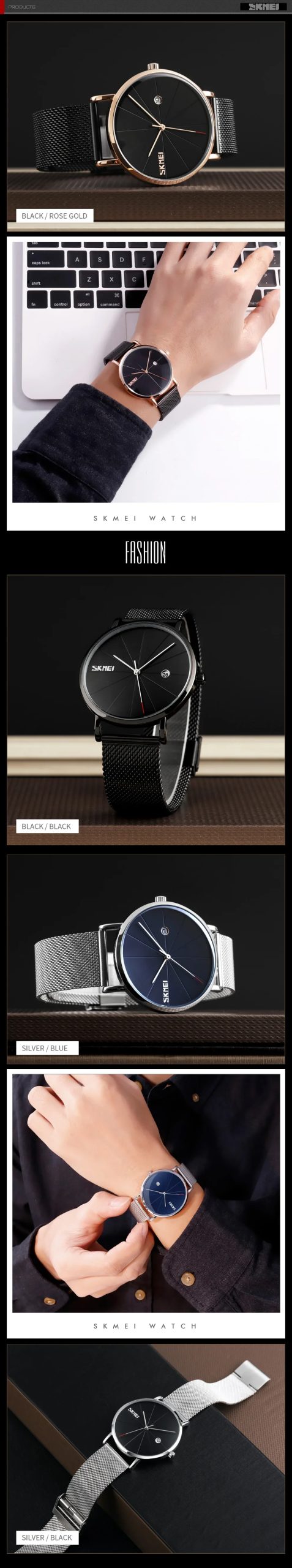 SKMEI 9183 Luxury Stainless Steel Sport Waterproof Mens Wristwatches 3D Dial Quartz Watch for Men Relogio Masculino Shockproof