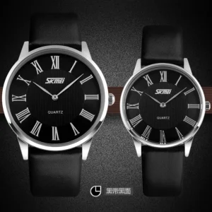 Skmei 9092 Quartz Watch with Leather Strap for Men and Women (30M Waterproof)