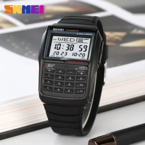 Skmei 2255 Multifunction Digital Sports Watch with Calculator, Dual Time and Phone Book (20M Waterproof)