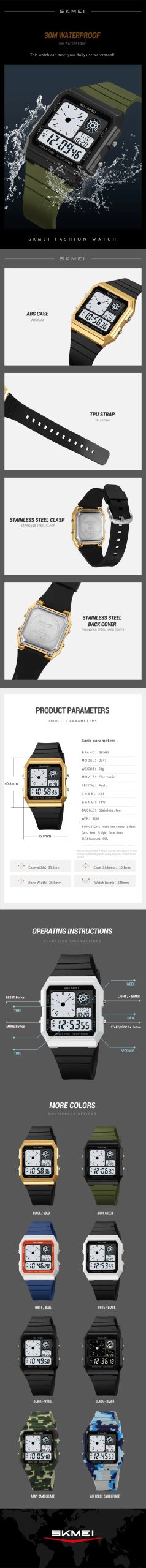 SKMEI 2347 LED Military Display Mens Digital Wristwatches Sports Watch for Men Waterproof Chrono Date Week Clock Reloj Hombre SKMEI 2347 LED Military Display Mens Digital Wristwatches Sports Watch for Men Waterproof Chrono Date Week Clock Reloj Hombre