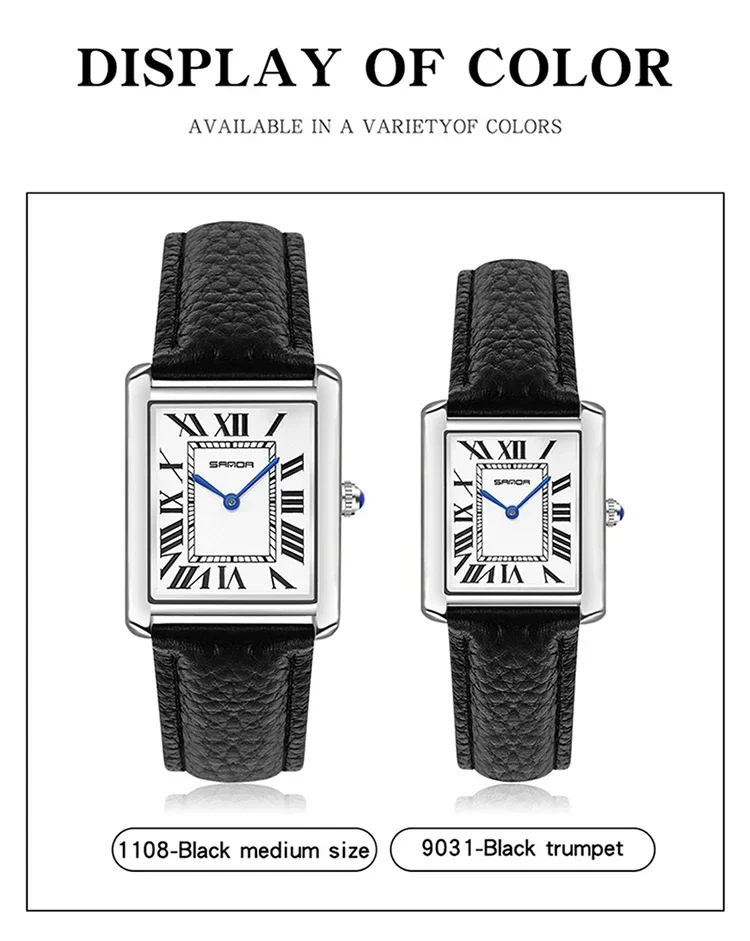 SANDA 9031 Luxury Couple Watch Wear Resistant Leather Strap Square Dial Waterproof Sport Casual Women Men Quartz Watches Relogi SANDA 9031 Luxury Couple Watch Wear Resistant Leather Strap Square Dial Waterproof Sport Casual Women Men Quartz Watches Relogi