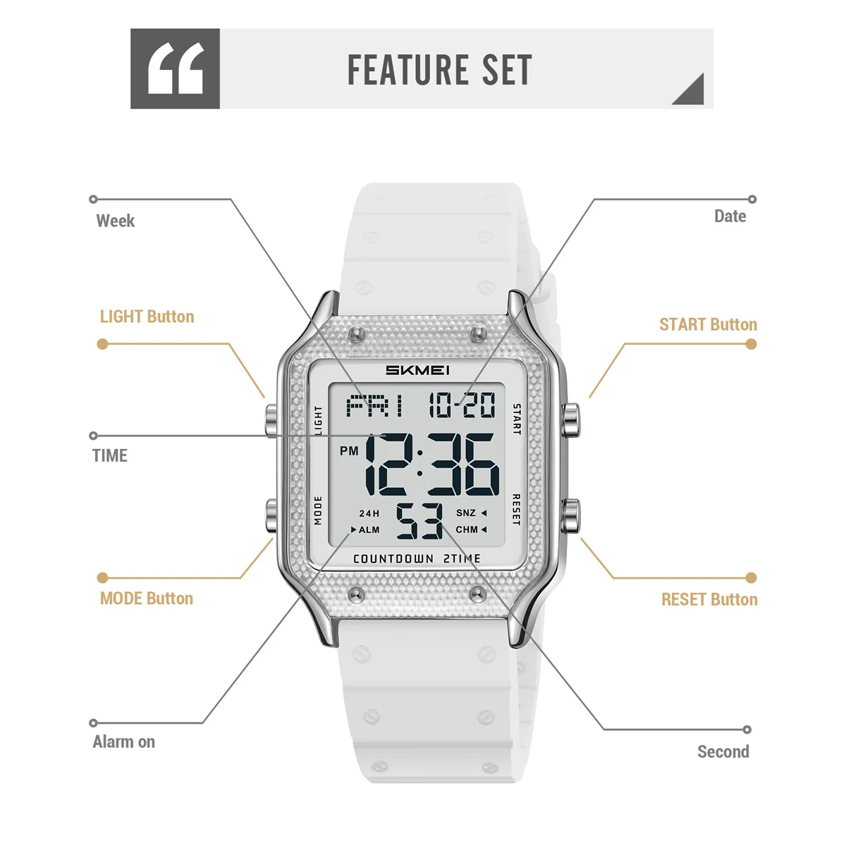 Skmei 2526 Multifunctional Digital Sports Watch with Dual Time and Chronograph for Men and Women (30M Waterproof) Skmei 2526 Multifunctional Digital Sports Watch with Dual Time and Chronograph for Men and Women (30M Waterproof) - Image 5