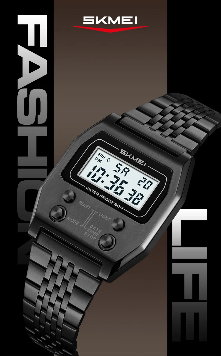 SKMEI Waterproof Digital Watch for Men Stainless Steel Sport Luxury Retro LED Electronic Mens Wristwatches Reloj Hombre SKMEI Waterproof Digital Watch for Men Stainless Steel Sport Luxury Retro LED Electronic Mens Wristwatches Reloj Hombre