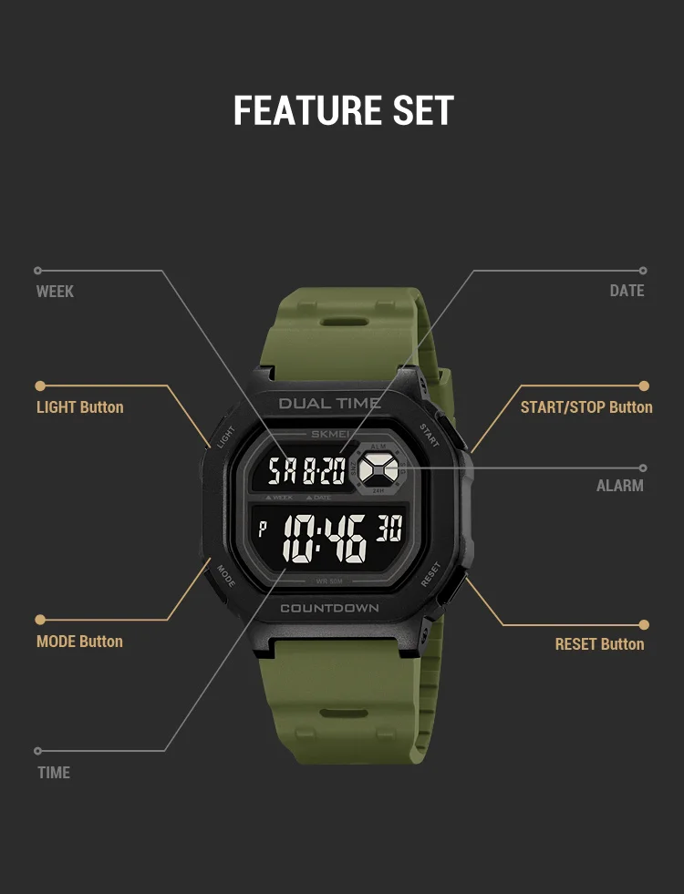 SKMEI 2543 Military Watch for Men Luxury Alarm Clock Shock Waterproof Electronic Sport Mens Wristwatches 1628 Relogio Masculino SKMEI 2543 Military Watch for Men Luxury Alarm Clock Shock Waterproof Electronic Sport Mens Wristwatches 1628 Relogio Masculino