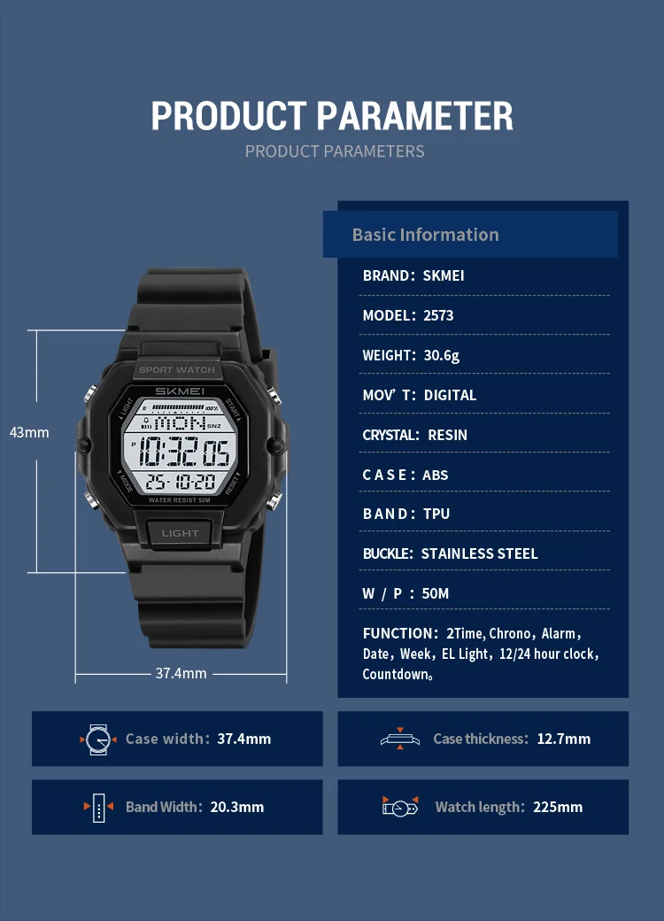 SKMEI 2573 Fashion Electronic Watch Women Sport Waterproof Wristwatch Calendar Date Digital Girl Watches 1622 Reloj Demujer SKMEI 2573 Fashion Electronic Watch Women Sport Waterproof Wristwatch Calendar Date Digital Girl Watches 1622 Reloj Demujer