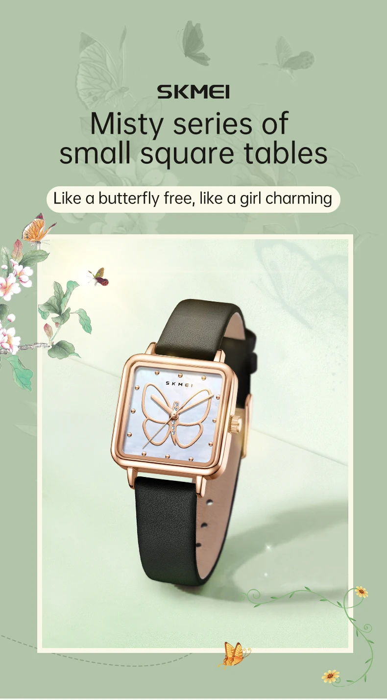SKMEI Romantic Style Butterfly Quartz Movement Watches Ladies Small Square Wristwatches Fashion Elegance Waterproof Girls Watch SKMEI Romantic Style Butterfly Quartz Movement Watches Ladies Small Square Wristwatches Fashion Elegance Waterproof Girls Watch