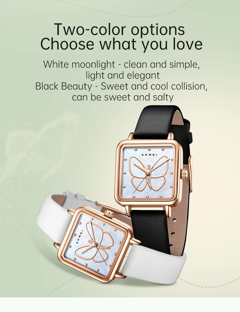 SKMEI Romantic Style Butterfly Quartz Movement Watches Ladies Small Square Wristwatches Fashion Elegance Waterproof Girls Watch SKMEI Romantic Style Butterfly Quartz Movement Watches Ladies Small Square Wristwatches Fashion Elegance Waterproof Girls Watch