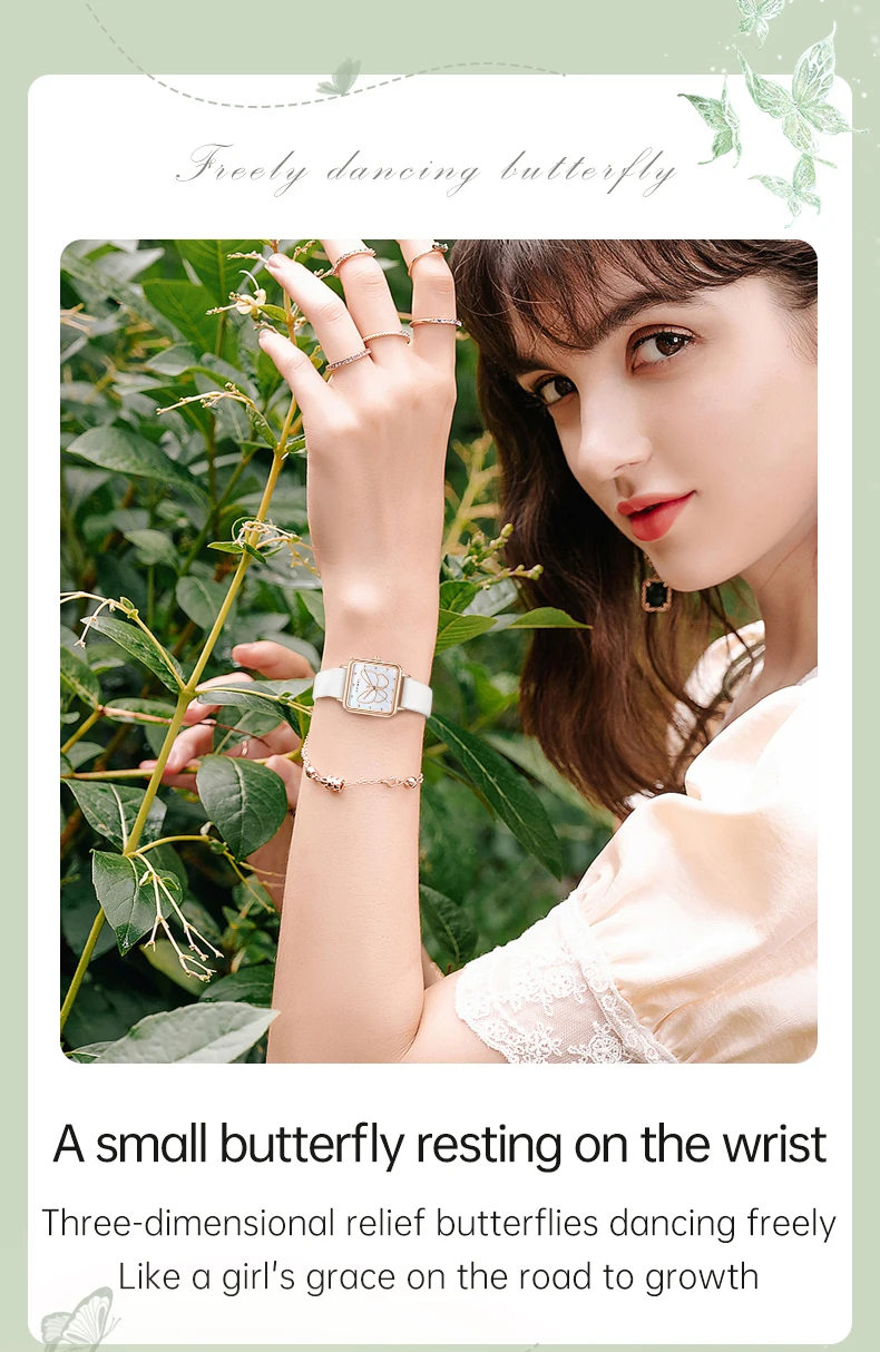 SKMEI Romantic Style Butterfly Quartz Movement Watches Ladies Small Square Wristwatches Fashion Elegance Waterproof Girls Watch SKMEI Romantic Style Butterfly Quartz Movement Watches Ladies Small Square Wristwatches Fashion Elegance Waterproof Girls Watch