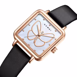 Skmei 7064 Butterfly Mother-of-Pearl Dial Quartz Watch for Women (3ATM Waterproof)