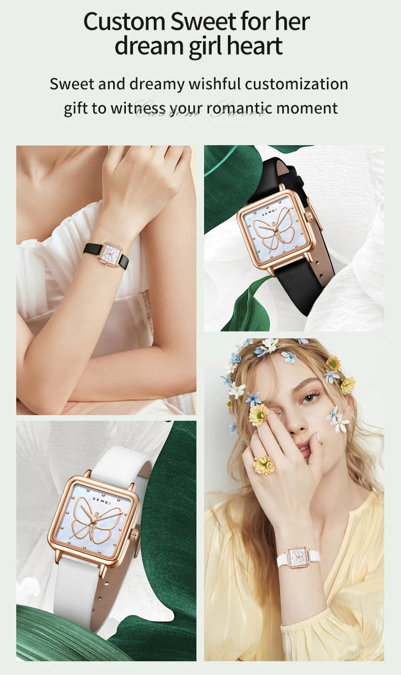 SKMEI Romantic Style Butterfly Quartz Movement Watches Ladies Small Square Wristwatches Fashion Elegance Waterproof Girls Watch SKMEI Romantic Style Butterfly Quartz Movement Watches Ladies Small Square Wristwatches Fashion Elegance Waterproof Girls Watch