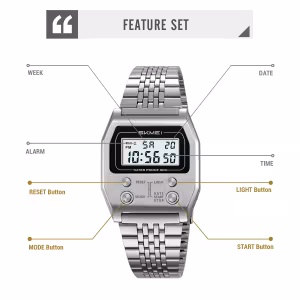 Skmei 2460 Multifunction Digital Watch with EL Light and Stopwatch for Men and Women (30M Waterproof)